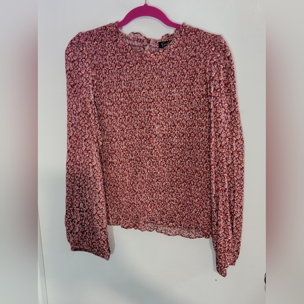Jessica Simpson Rose Floral Long Sleeve Blouse